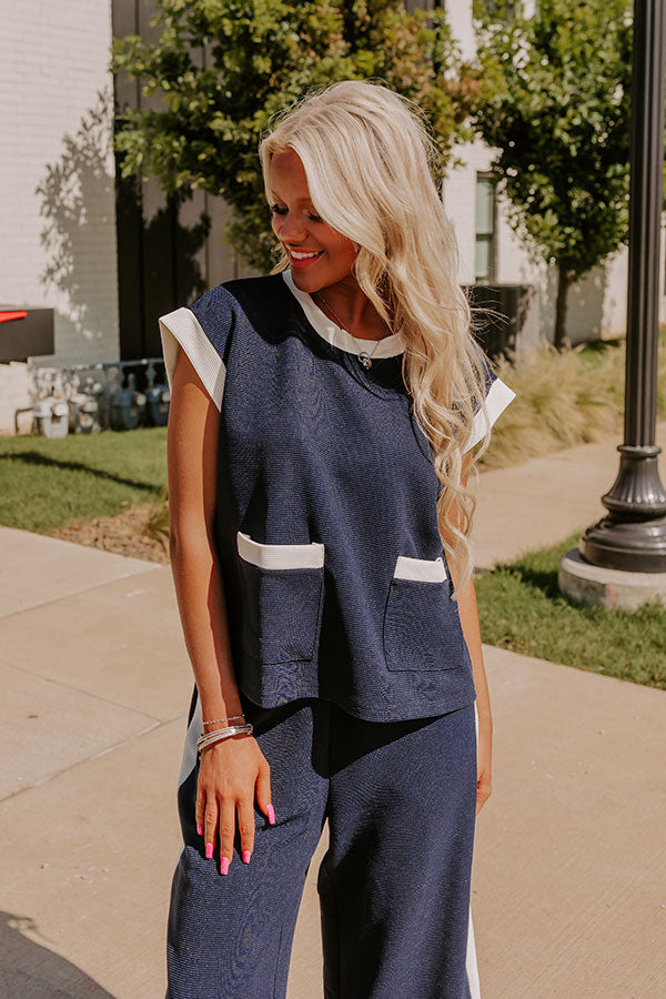 Modern Metropolis Shift Top in Navy Image - 1