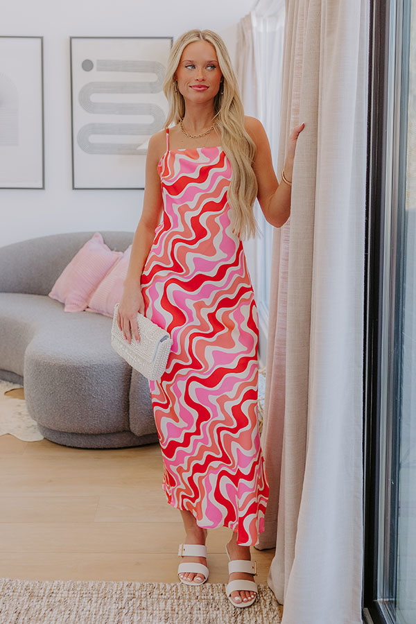 Mod Mood Satin Maxi Dress Image - 2