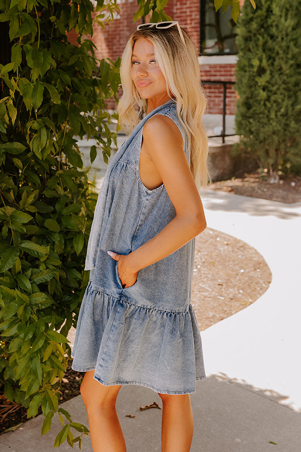 Downtown Market Denim Mini Dress Image - 4