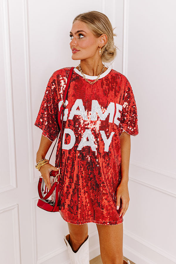 Gameday Sequin Tunic in Red Image - 2