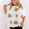 Game Day Charm Sequin Oversized Tee in White Curves Image - 1