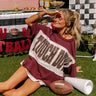 It's a Touch Down Sequin Oversized Tee in Maroon Image - 1
