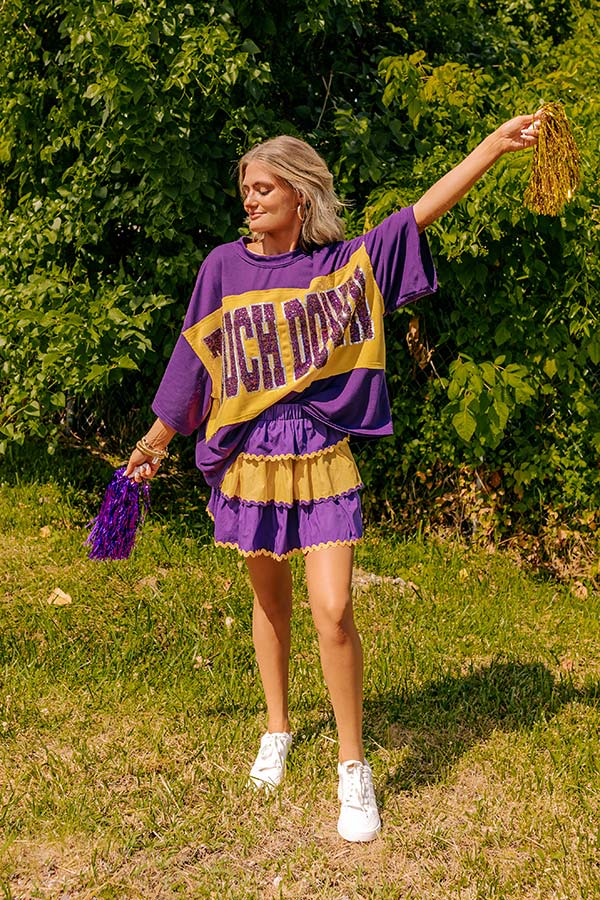 It's a Touch Down Sequin Oversized Tee in Purple Image - 1