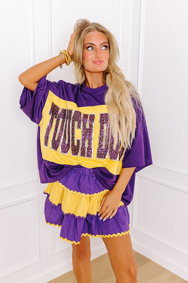 It's a Touch Down Sequin Oversized Tee in Purple Image - 2