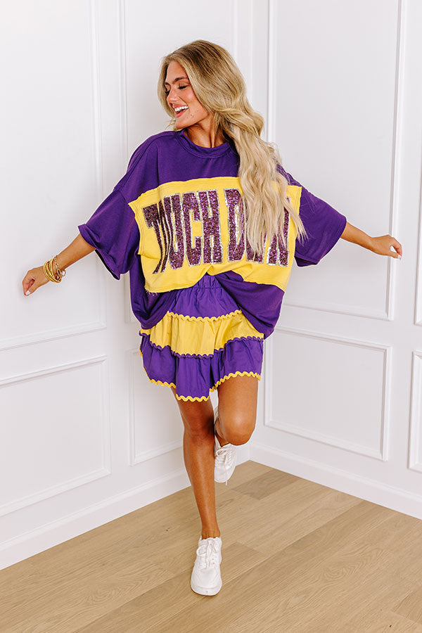 It's a Touch Down Sequin Oversized Tee in Purple Image - 3