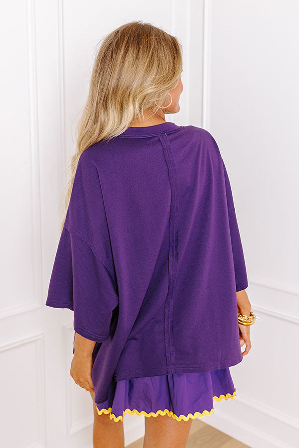 It's a Touch Down Sequin Oversized Tee in Purple Image - 5