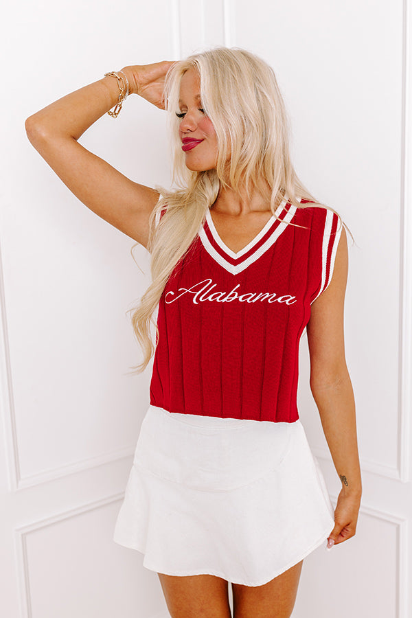 Alabama Embroidered Crop Varsity Vest Top Image - 5