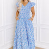 Gleaming Smile Floral Smocked Midi Dress in Blue Curves Image - 1