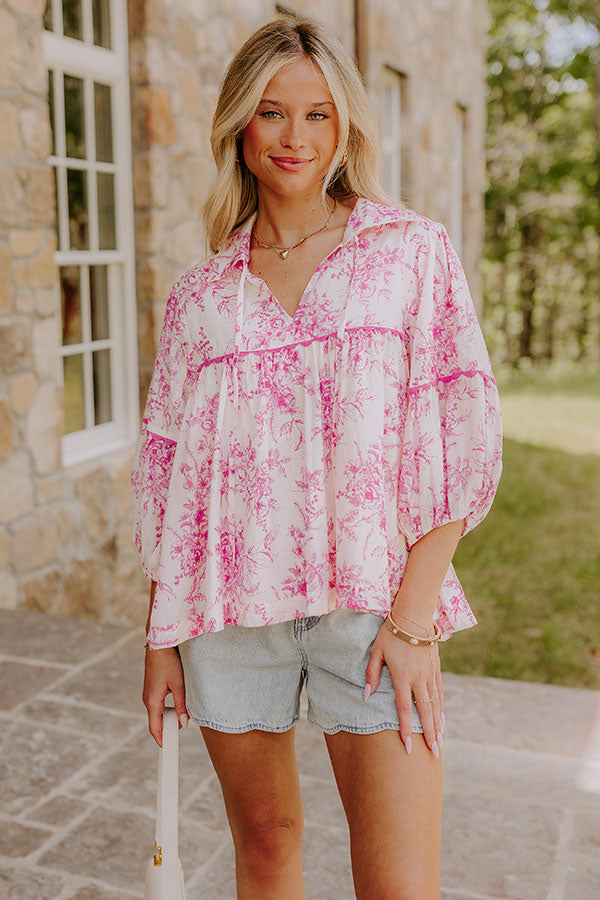 Boho Charm Floral Top in Pink Image - 1