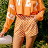 The Mellie High Waist Checkered Shorts in Orange Image - 1
