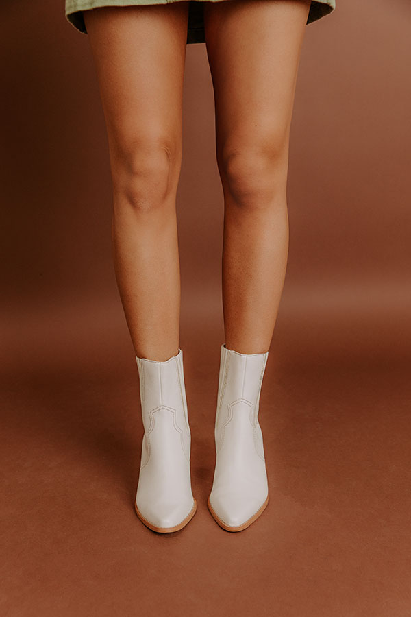 The Jane Faux Leather Cowboy Boot in Ivory Image - 2