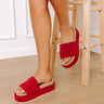 The Lainey Chenille Woven Platform Sandal in Crimson Image - 1