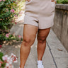Coffee And Chit Chat High Waist Shorts in Warm Taupe Curves Image - 1