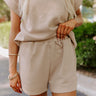 Coffee And Chit Chat High Waist Shorts in Warm Taupe Image - 1