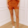 Under The Tucson Sun High Waist Crochet Shorts in Rust Image - 1