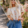 Wildflower Fields Embroidered Sweater Top in Ivory Image - 1