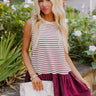 Sweet Nothings Stripe Mini Dress in Maroon Image - 1