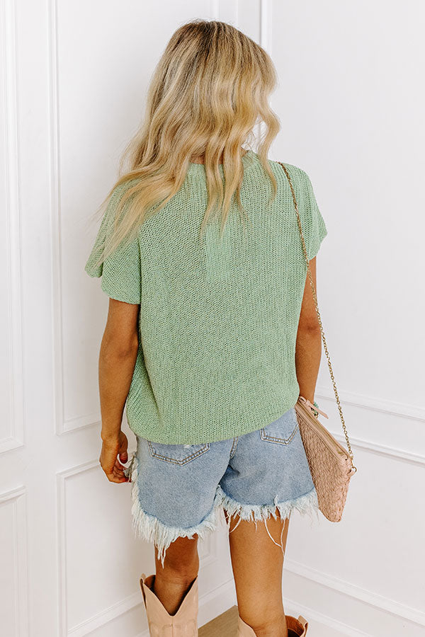 Boho Blooms Knit Top in Sage Image - 5
