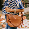 Uptown Allure Faux Leather Crossbody In Brown Image - 1