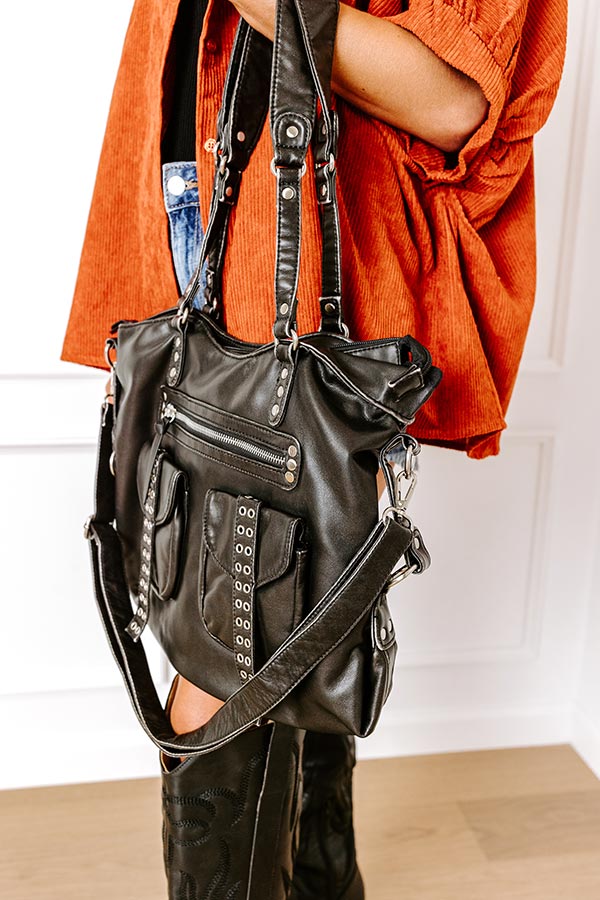 Wisteria Avenue Faux Leather Tote In Black Image - 3