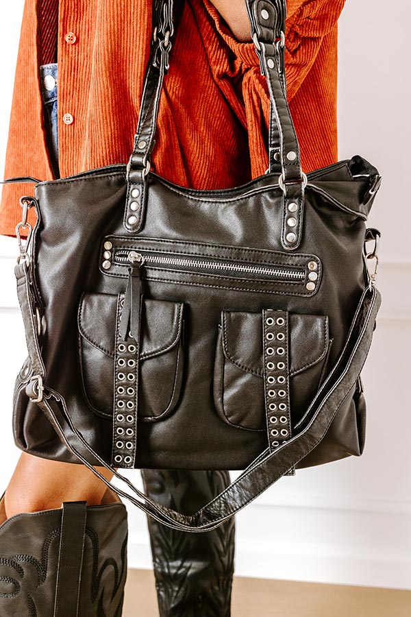 Wisteria Avenue Faux Leather Tote In Black Image - 2