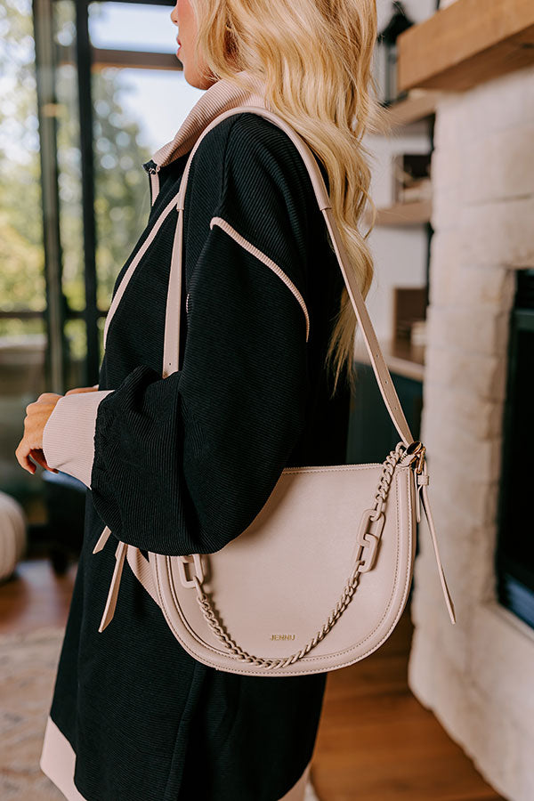 Uptown Allure Faux Leather Crossbody In Oatmeal Image - 1