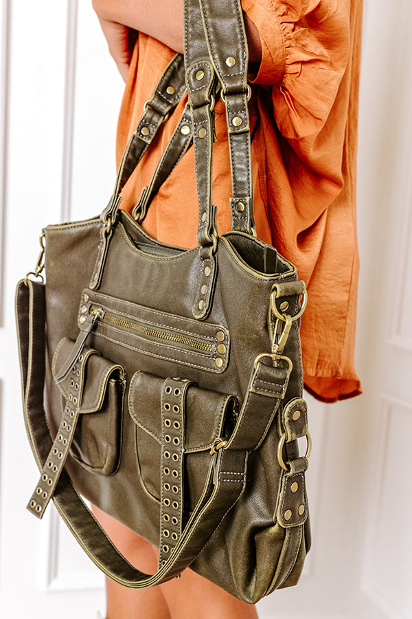 Wisteria Avenue Faux Leather Tote In Martini Olive Image - 3