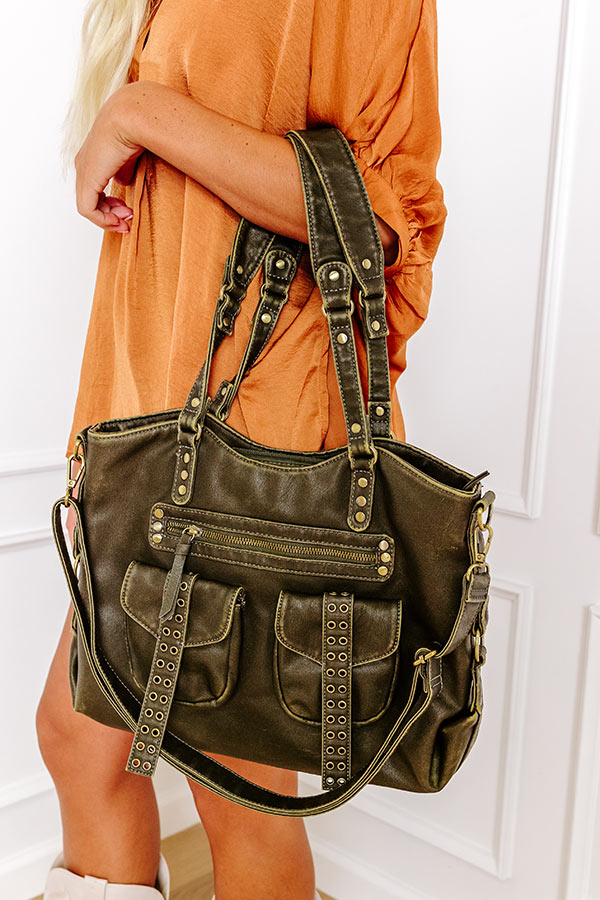 Wisteria Avenue Faux Leather Tote In Martini Olive Image - 1