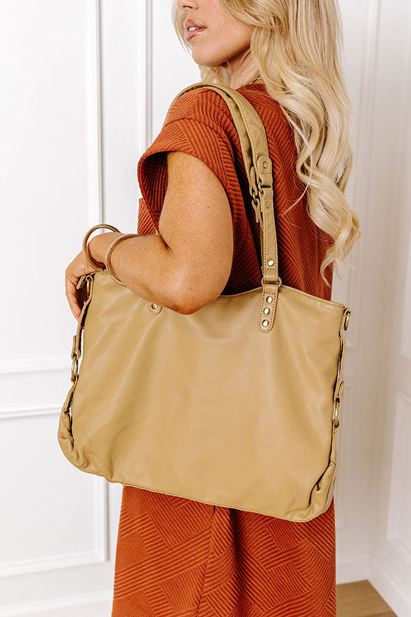 Wisteria Avenue Faux Leather Tote In Khaki Image - 3