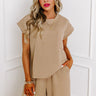 Cue The Cozy Shift Top in Warm Taupe Image - 1
