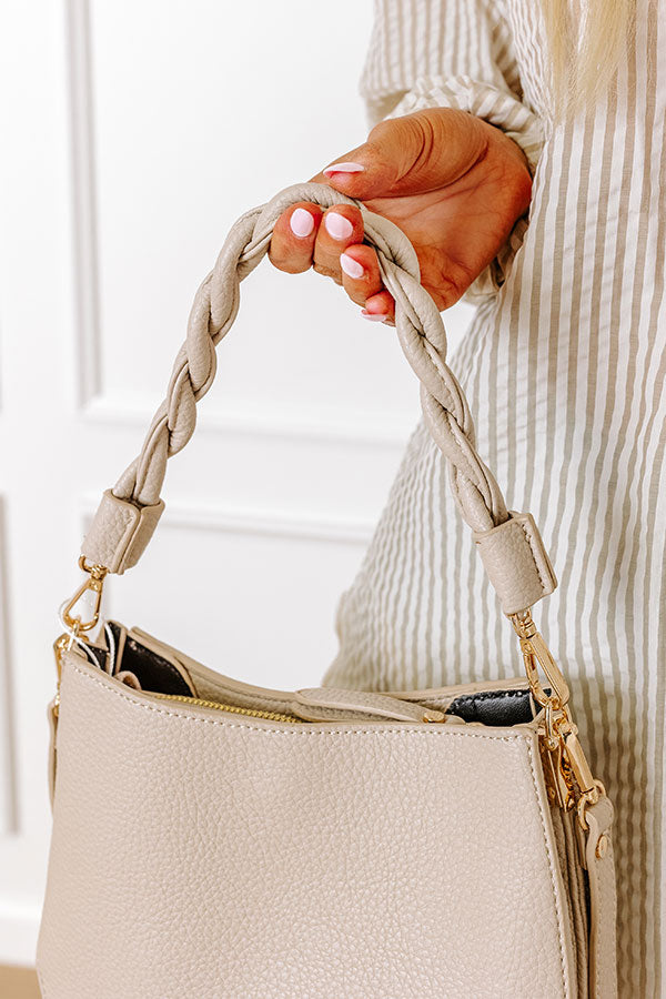 Allure Avenue Faux Leather Purse In Oatmeal Image - 5