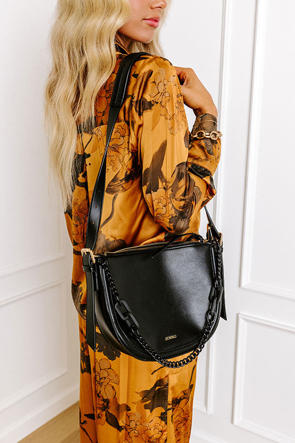 Uptown Allure Faux Leather Crossbody In Black Image - 2