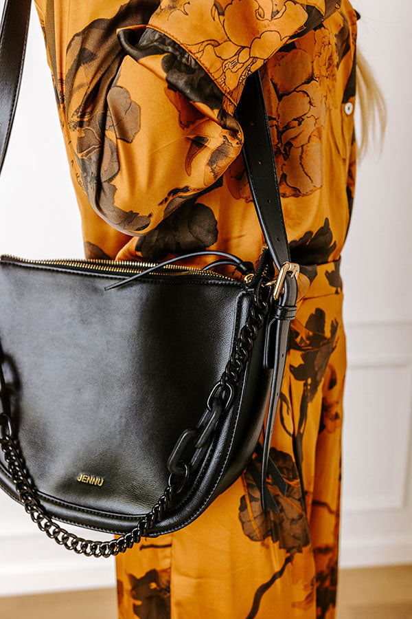 Uptown Allure Faux Leather Crossbody In Black Image - 3