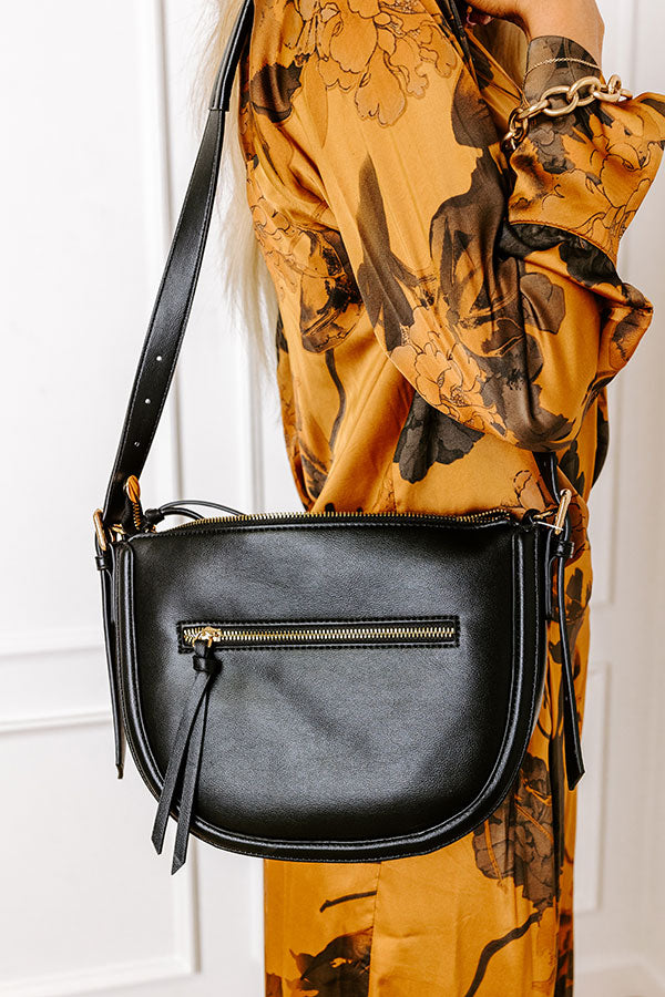 Uptown Allure Faux Leather Crossbody In Black Image - 5