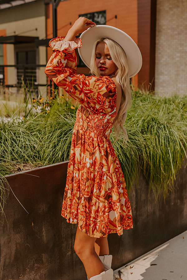 Fall Foliage Smocked Mini Dress Image - 4