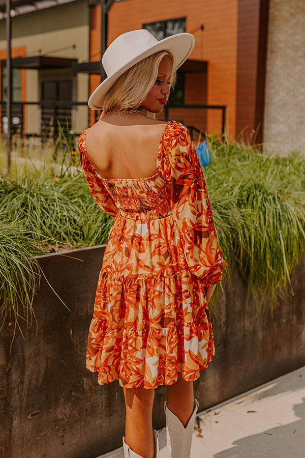 Fall Foliage Smocked Mini Dress Image - 5