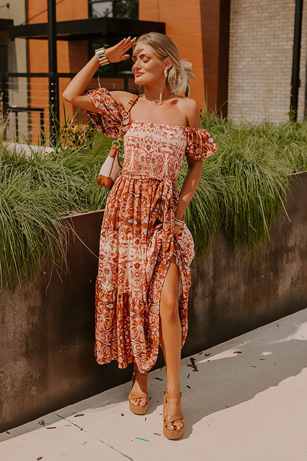 Chasing Sunsets Smocked Floral Midi Image - 1