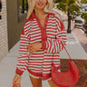 Sweet Treat Stripe Sweatshirt in Red Image - 1