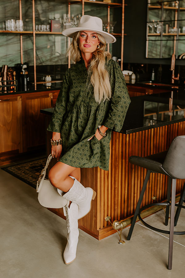 Chic Harvest Floral Mini Dress in Olive Image - 1