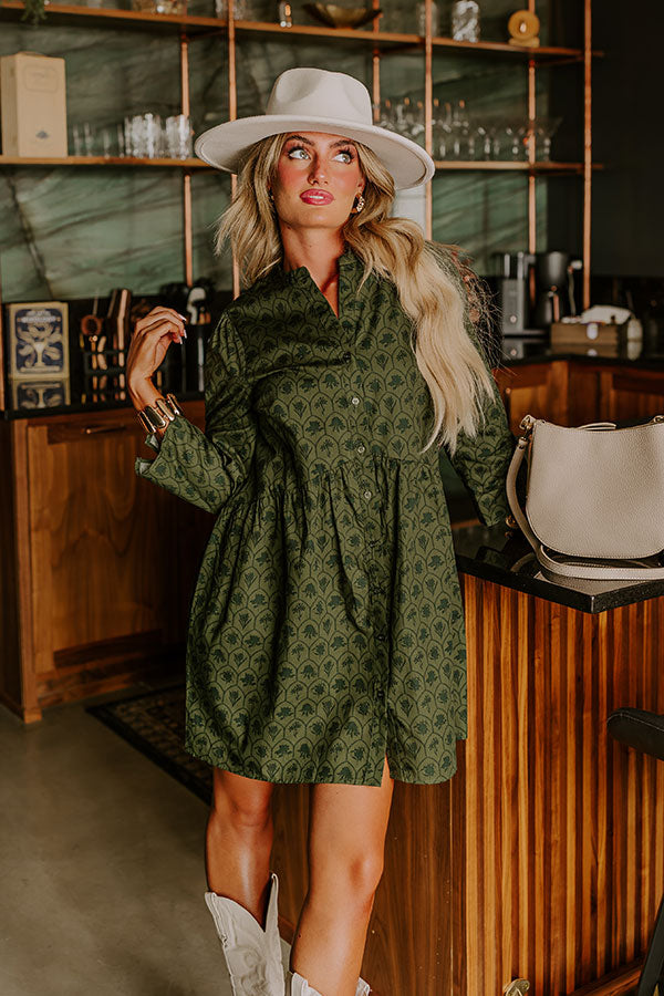 Chic Harvest Floral Mini Dress in Olive Image - 2