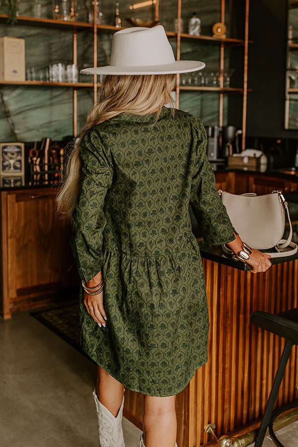 Chic Harvest Floral Mini Dress in Olive Image - 4