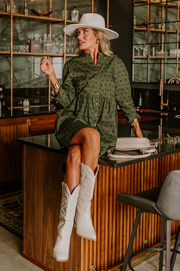 Chic Harvest Floral Mini Dress in Olive Image - 5