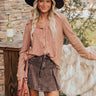 Fab Lifestyle Knit Button Up in Rustic Rose Image - 1