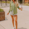 Fab Lifestyle Knit Button Up in Lime Image - 1