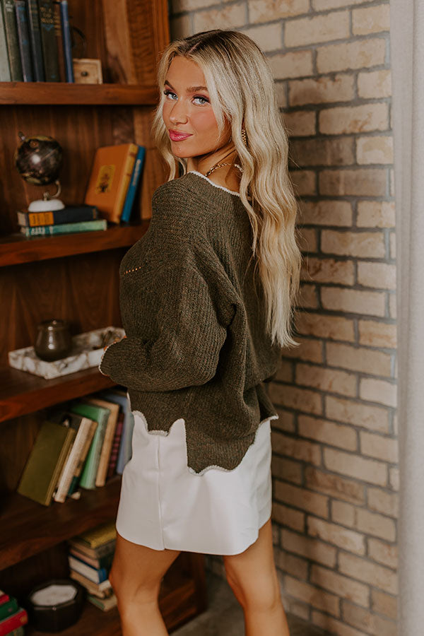 Falling For Cozy Knit Sweater in Martini Olive Image - 5