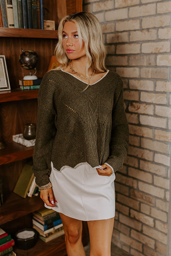 Falling For Cozy Knit Sweater in Martini Olive Image - 2
