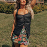 Uptown Girl Linen Vest Top in Black Image - 1