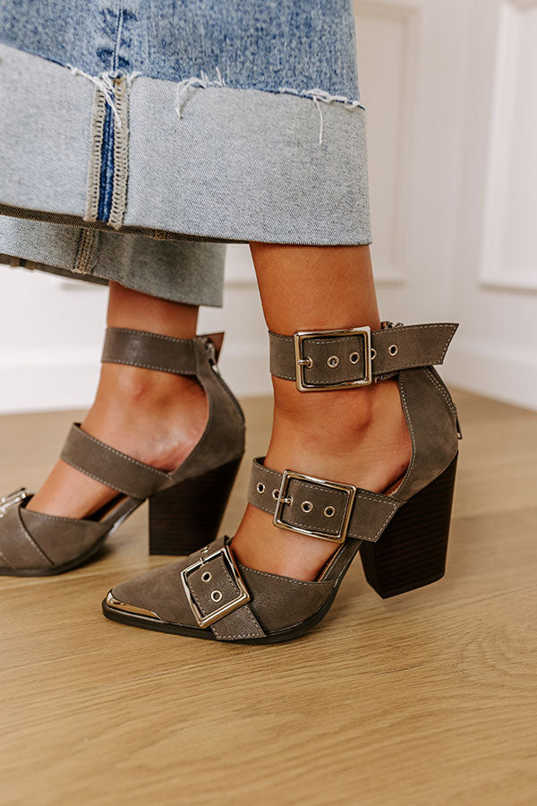 Brown Faux Leather Heel