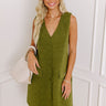 Chic Outing Quilted Mini Dress in Olive Image - 1