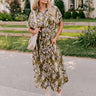 Vineyard Charm Satin Midi in Olive Image - 1